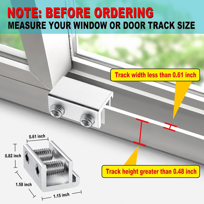 STERGDE Sliding Window Locks (4 Sets), Security Window Locks with Keys, Adjustable Aluminum Sliding Window Stops, Easy Installation Without Drilling, for Vertical and Horizontal Sliding Windows (Silver) - Image 4
